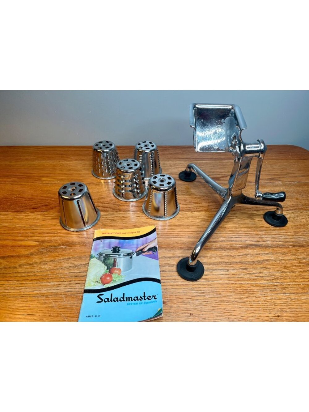 Vintage Saladmaster KQuip Manual Food Processor Rotary Salad Cutter Slicer Shred